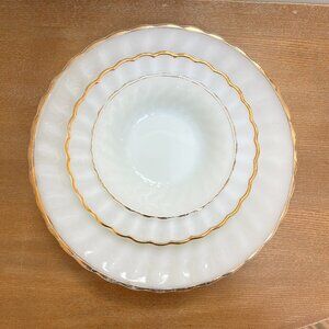 Vintage Fire King Anniversary Swirl Serving Bowls | Milk Glass by Anchor Hocking